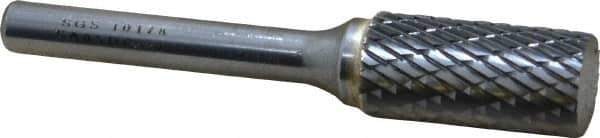 SGS Pro - 1/2" Cut Diam, 1/4" Shank Diam, Cylinder Head Double Cut Burr - Carbide, Flat End, 1" LOC, 2-3/4" OAL - USA Tool & Supply