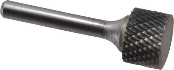 SGS Pro - 3/4" Cut Diam, 1/4" Shank Diam, Cylinder Head Double Cut Burr - Carbide, Flat End, 1/2" LOC - USA Tool & Supply