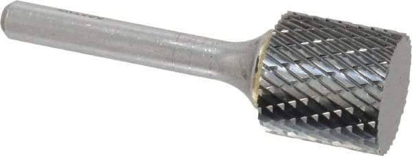 SGS Pro - 3/4" Cut Diam, 1/4" Shank Diam, Cylinder Head Double Cut Burr - Carbide, Flat End, 3/4" LOC, 2-1/2" OAL - USA Tool & Supply