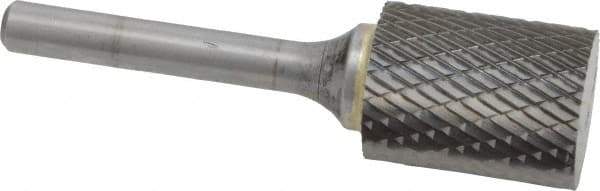 SGS Pro - 3/4" Cut Diam, 1/4" Shank Diam, Cylinder Head Double Cut Burr - Carbide, Flat End, 1" LOC, 2-3/4" OAL - USA Tool & Supply