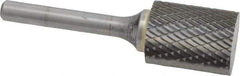 SGS Pro - 3/4" Cut Diam, 1/4" Shank Diam, Cylinder Head Double Cut Burr - Carbide, Flat End, 1" LOC, 2-3/4" OAL - USA Tool & Supply