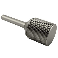 SGS Pro - 1" Cut Diam, 1/4" Shank Diam, Cylinder Head Double Cut Burr - Carbide, Flat End, 1" LOC, 2-3/4" OAL - USA Tool & Supply