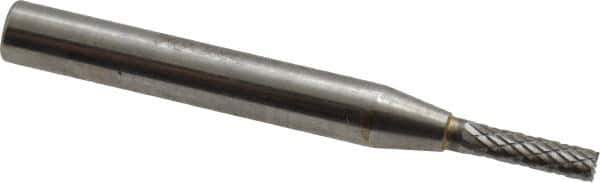 SGS Pro - 1/8" Cut Diam, 1/4" Shank Diam, Cylinder with End Cut Head Double Cut Burr - Carbide, End Cut End, 1/2" LOC - USA Tool & Supply