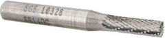 SGS Pro - 3/16" Cut Diam, 1/4" Shank Diam, Cylinder with End Cut Head Double Cut Burr - Carbide, End Cut End, 5/8" LOC, 2" OAL - USA Tool & Supply