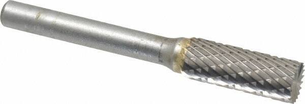 SGS Pro - 3/8" Cut Diam, 1/4" Shank Diam, Cylinder with End Cut Head Double Cut Burr - Carbide, End Cut End, 1" LOC - USA Tool & Supply