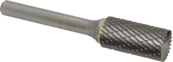SGS Pro - 1/2" Cut Diam, 1/4" Shank Diam, Cylinder with End Cut Head Double Cut Burr - Carbide, End Cut End, 1" LOC, 2-3/4" OAL - USA Tool & Supply