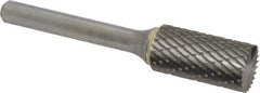 SGS Pro - 1/2" Cut Diam, 1/4" Shank Diam, Cylinder with End Cut Head Double Cut Burr - Carbide, End Cut End, 1" LOC, 2-3/4" OAL - USA Tool & Supply