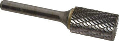 SGS Pro - 5/8" Cut Diam, 1/4" Shank Diam, Cylinder with End Cut Head Double Cut Burr - Carbide, End Cut End, 1" LOC, 2-3/4" OAL - USA Tool & Supply