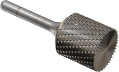 SGS Pro - 1" Cut Diam, 1/4" Shank Diam, Cylinder with End Cut Head Double Cut Burr - Carbide, End Cut End, 1" LOC, 2-3/4" OAL - USA Tool & Supply