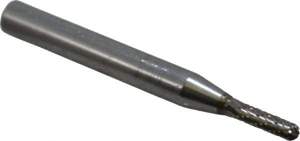 SGS Pro - 1/8" Cut Diam, 1/4" Shank Diam, Cylinder with Radius Head Double Cut Burr - Carbide, Radius End, 1/2" LOC - USA Tool & Supply