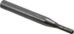 SGS Pro - 1/8" Cut Diam, 1/4" Shank Diam, Cylinder with Radius Head Double Cut Burr - Carbide, Radius End, 1/2" LOC - USA Tool & Supply