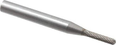 SGS Pro - 1/8" Cut Diam, 1/4" Shank Diam, Cylinder with Radius Head Double Cut Burr - Carbide, Radius End, 5/8" LOC - USA Tool & Supply