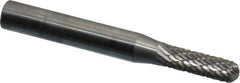 SGS Pro - 3/16" Cut Diam, 1/4" Shank Diam, Cylinder with Radius Head Double Cut Burr - Carbide, Radius End, 5/8" LOC - USA Tool & Supply