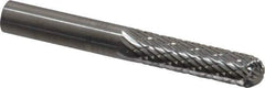SGS Pro - 1/4" Cut Diam, 1/4" Shank Diam, Cylinder with Radius Head Double Cut Burr - Carbide, Radius End, 1" LOC, 2" OAL - USA Tool & Supply