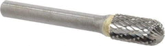 SGS Pro - 3/8" Cut Diam, 1/4" Shank Diam, Cylinder with Radius Head Double Cut Burr - Carbide, Radius End, 3/4" LOC, 2-1/2" OAL - USA Tool & Supply