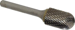 SGS Pro - 5/8" Cut Diam, 1/4" Shank Diam, Cylinder with Radius Head Double Cut Burr - Carbide, Radius End, 1" LOC, 2-3/4" OAL - USA Tool & Supply
