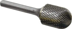 SGS Pro - 3/4" Cut Diam, 1/4" Shank Diam, Cylinder with Radius Head Double Cut Burr - Carbide, Radius End, 1" LOC, 2-3/4" OAL - USA Tool & Supply