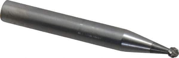 SGS Pro - 1/8" Cut Diam, 1/4" Shank Diam, Ball Head Double Cut Burr - Carbide, Radius End, 3/32" LOC - USA Tool & Supply