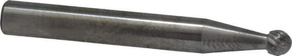 SGS Pro - 3/16" Cut Diam, 1/4" Shank Diam, Ball Head Double Cut Burr - Carbide, Radius End, 1/8" LOC - USA Tool & Supply