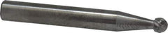 SGS Pro - 3/16" Cut Diam, 1/4" Shank Diam, Ball Head Double Cut Burr - Carbide, Radius End, 1/8" LOC - USA Tool & Supply