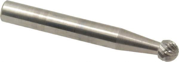 SGS Pro - 1/4" Cut Diam, 1/4" Shank Diam, Ball Head Double Cut Burr - Carbide, Radius End, 7/32" LOC - USA Tool & Supply