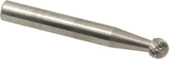 SGS Pro - 1/4" Cut Diam, 1/4" Shank Diam, Ball Head Double Cut Burr - Carbide, Radius End, 7/32" LOC - USA Tool & Supply