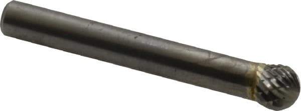 SGS Pro - 5/16" Cut Diam, 1/4" Shank Diam, Ball Head Double Cut Burr - Carbide, Radius End, 1/4" LOC - USA Tool & Supply