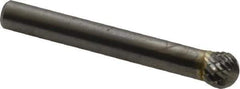 SGS Pro - 5/16" Cut Diam, 1/4" Shank Diam, Ball Head Double Cut Burr - Carbide, Radius End, 1/4" LOC - USA Tool & Supply