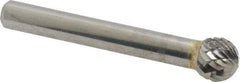 SGS Pro - 3/8" Cut Diam, 1/4" Shank Diam, Ball Head Double Cut Burr - Carbide, Radius End, 5/16" LOC - USA Tool & Supply