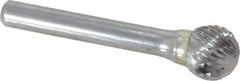 SGS Pro - 1/2" Cut Diam, 1/4" Shank Diam, Ball Head Double Cut Burr - Carbide, Radius End, 7/16" LOC - USA Tool & Supply