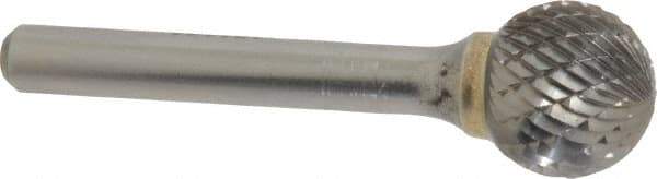 SGS Pro - 5/8" Cut Diam, 1/4" Shank Diam, Ball Head Double Cut Burr - Carbide, Radius End, 9/16" LOC - USA Tool & Supply