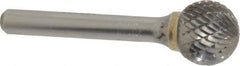 SGS Pro - 5/8" Cut Diam, 1/4" Shank Diam, Ball Head Double Cut Burr - Carbide, Radius End, 9/16" LOC - USA Tool & Supply