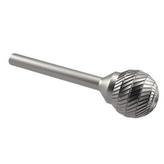 SGS Pro - 3/4" Cut Diam, 1/4" Shank Diam, Ball Head Double Cut Burr - Carbide, Radius End, 11/16" LOC - USA Tool & Supply