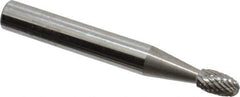 SGS Pro - 3/16" Cut Diam, 1/4" Shank Diam, Oval Head Double Cut Burr - Carbide, Radius End, 5/16" LOC - USA Tool & Supply