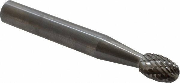 SGS Pro - 1/4" Cut Diam, 1/4" Shank Diam, Oval Head Double Cut Burr - Carbide, Radius End, 3/8" LOC - USA Tool & Supply