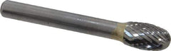 SGS Pro - 3/8" Cut Diam, 1/4" Shank Diam, Oval Head Double Cut Burr - Carbide, Radius End, 5/8" LOC - USA Tool & Supply