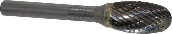 SGS Pro - 1/2" Cut Diam, 1/4" Shank Diam, Oval Head Double Cut Burr - Carbide, Radius End, 7/8" LOC - USA Tool & Supply