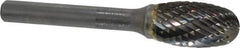 SGS Pro - 1/2" Cut Diam, 1/4" Shank Diam, Oval Head Double Cut Burr - Carbide, Radius End, 7/8" LOC - USA Tool & Supply
