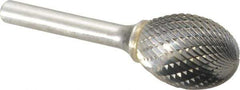SGS Pro - 3/4" Cut Diam, 1/4" Shank Diam, Oval Head Double Cut Burr - Carbide, Radius End, 1" LOC - USA Tool & Supply