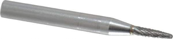 SGS Pro - 1/8" Cut Diam, 1/4" Shank Diam, Tree with Radius Head Double Cut Burr - Carbide, Radius End, 1/2" LOC - USA Tool & Supply
