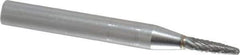 SGS Pro - 1/8" Cut Diam, 1/4" Shank Diam, Tree with Radius Head Double Cut Burr - Carbide, Radius End, 1/2" LOC - USA Tool & Supply