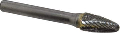 SGS Pro - 3/8" Cut Diam, 1/4" Shank Diam, Tree with Radius Head Double Cut Burr - Carbide, Radius End, 3/4" LOC - USA Tool & Supply