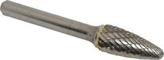 SGS Pro - 7/16" Cut Diam, 1/4" Shank Diam, Tree with Radius Head Double Cut Burr - Carbide, Radius End, 1" LOC - USA Tool & Supply