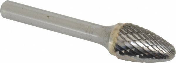 SGS Pro - 1/2" Cut Diam, 1/4" Shank Diam, Tree with Radius Head Double Cut Burr - Carbide, Radius End, 3/4" LOC - USA Tool & Supply