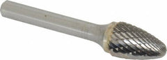 SGS Pro - 1/2" Cut Diam, 1/4" Shank Diam, Tree with Radius Head Double Cut Burr - Carbide, Radius End, 3/4" LOC - USA Tool & Supply