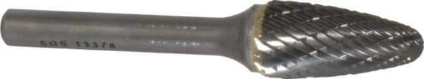 SGS Pro - 1/2" Cut Diam, 1/4" Shank Diam, Tree with Radius Head Double Cut Burr - Carbide, Radius End, 1" LOC - USA Tool & Supply