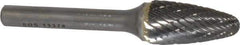 SGS Pro - 1/2" Cut Diam, 1/4" Shank Diam, Tree with Radius Head Double Cut Burr - Carbide, Radius End, 1" LOC - USA Tool & Supply