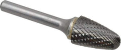 SGS Pro - 5/8" Cut Diam, 1/4" Shank Diam, Tree with Radius Head Double Cut Burr - Carbide, Radius End, 1" LOC - USA Tool & Supply