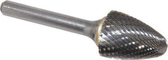 SGS Pro - 3/4" Cut Diam, 1/4" Shank Diam, Tree with Radius Head Double Cut Burr - Carbide, Radius End, 1" LOC - USA Tool & Supply