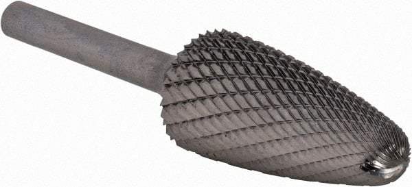 SGS Pro - 3/4" Cut Diam, 1/4" Shank Diam, Tree with Radius Head Double Cut Burr - Carbide, Radius End, 1-1/2" LOC - USA Tool & Supply